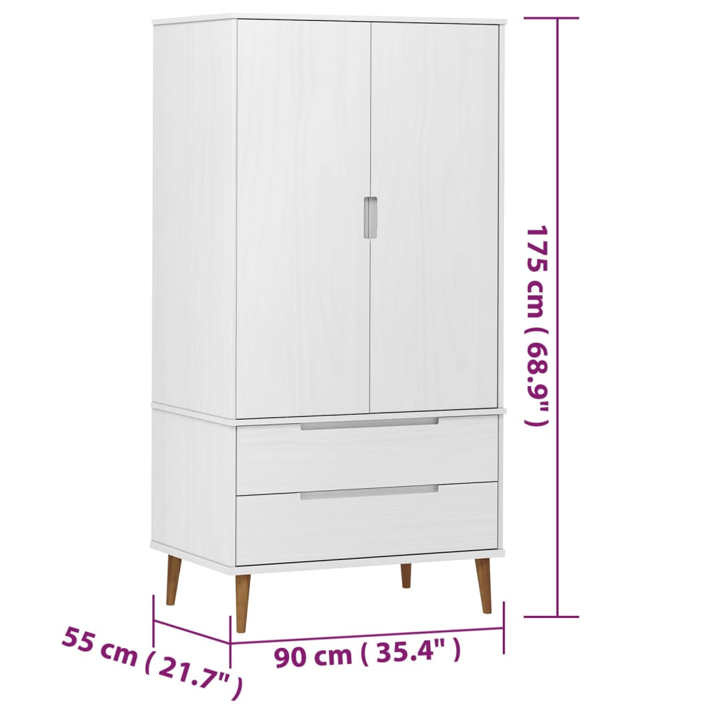 Garde-Robe Molde 90X55X175 Cm Bois Massif De Pin