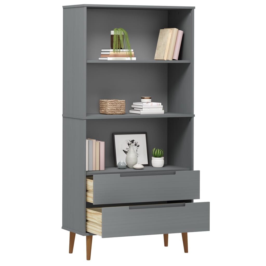 Bibliothèque Molde 85X35X170,5 Cm Bois Massif De Pin