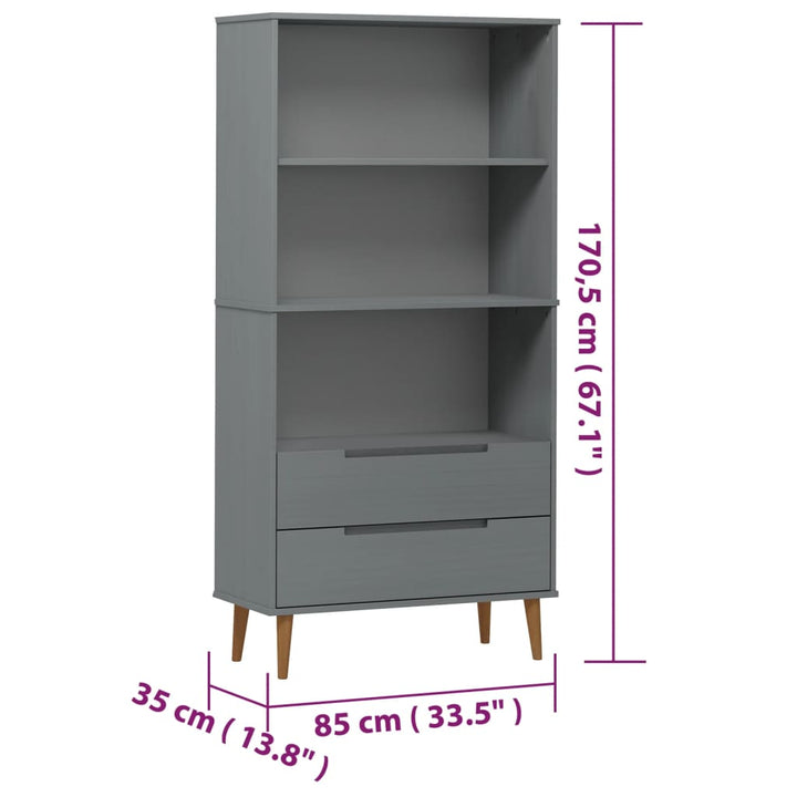 Bibliothèque Molde 85X35X170,5 Cm Bois Massif De Pin