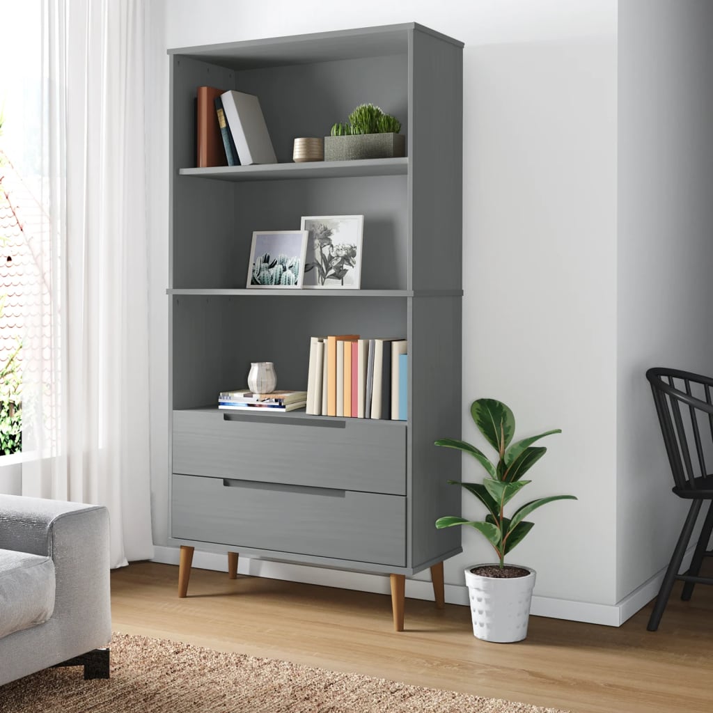 Bibliothèque Molde 85X35X170,5 Cm Bois Massif De Pin