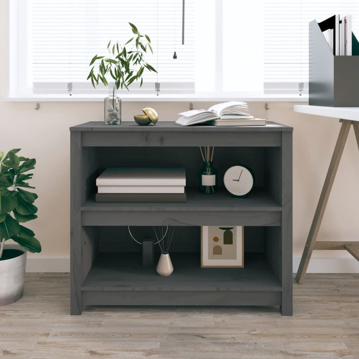 Bibliothèque 80X35X Bois De Pin Massif Gris
