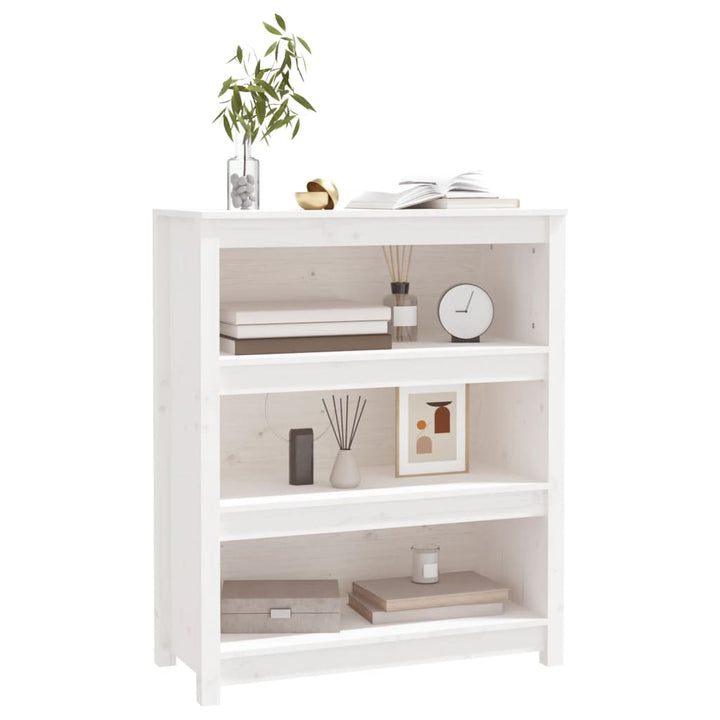 Bibliothèque 80X35X Bois De Pin Massif Blanc