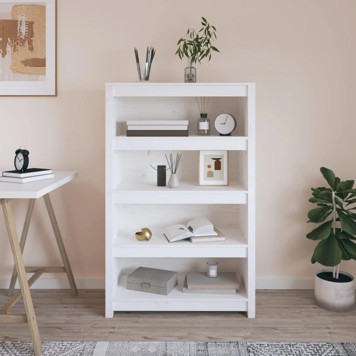 Bibliothèque 80X35X Bois De Pin Massif Blanc