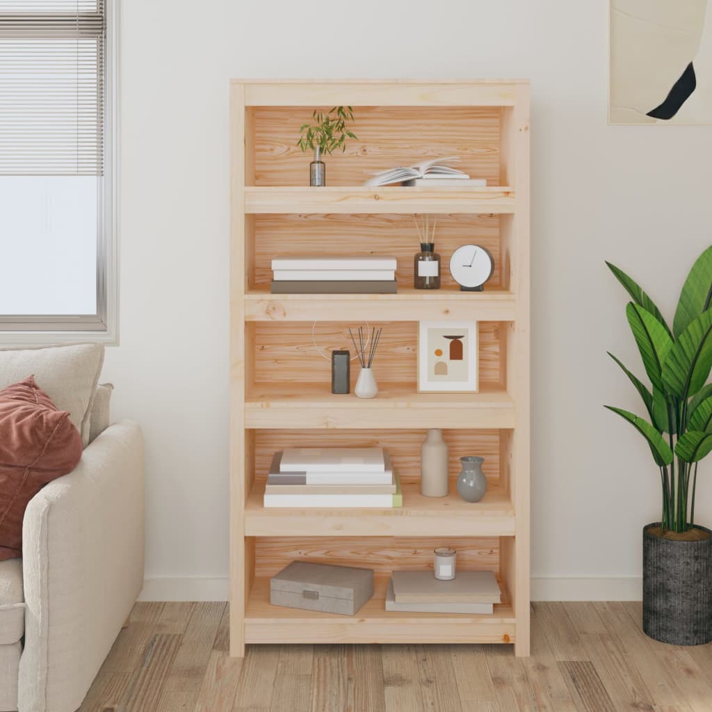 Bibliothèque 80X35X Bois De Pin Massif Naturel
