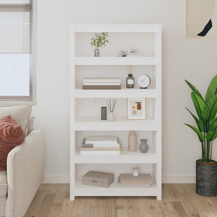 Bibliothèque 80X35X Bois De Pin Massif Blanc