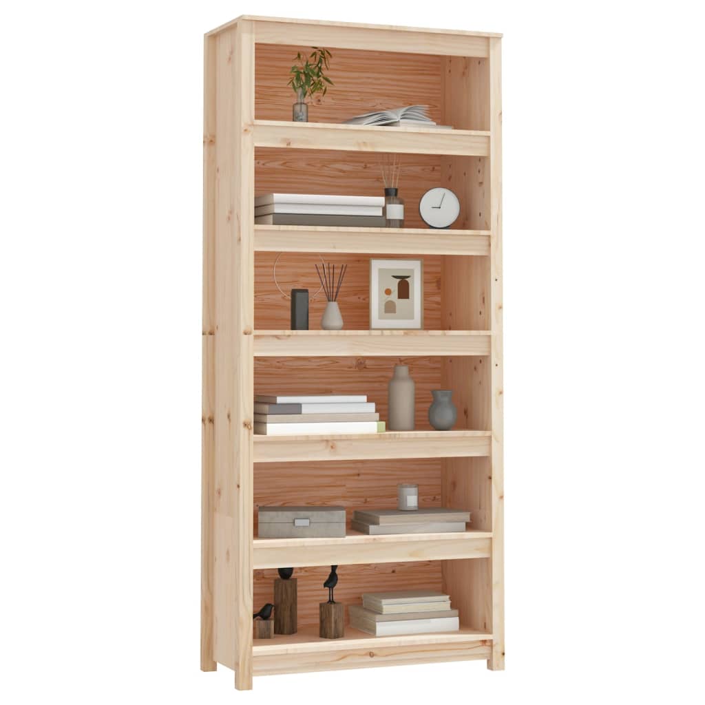 Bibliothèque 80X35X Bois De Pin Massif Naturel
