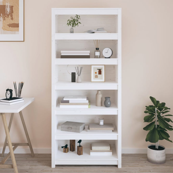 Bibliothèque 80X35X Bois De Pin Massif Blanc