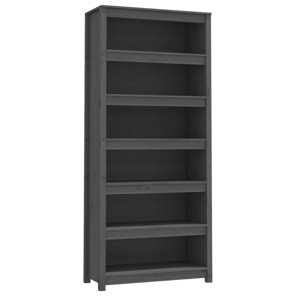 Bibliothèque 80X35X Bois De Pin Massif Gris
