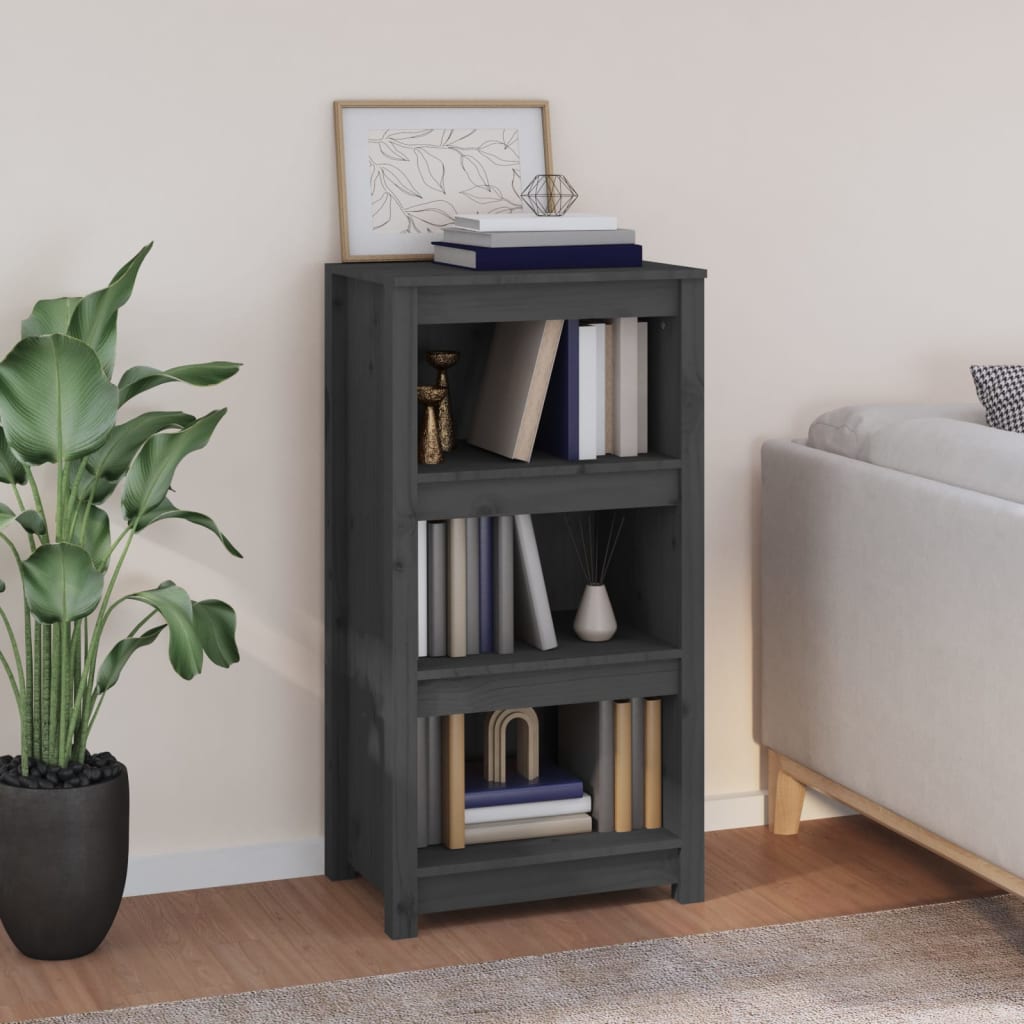 Bibliothèque 80X35X Bois De Pin Massif Gris