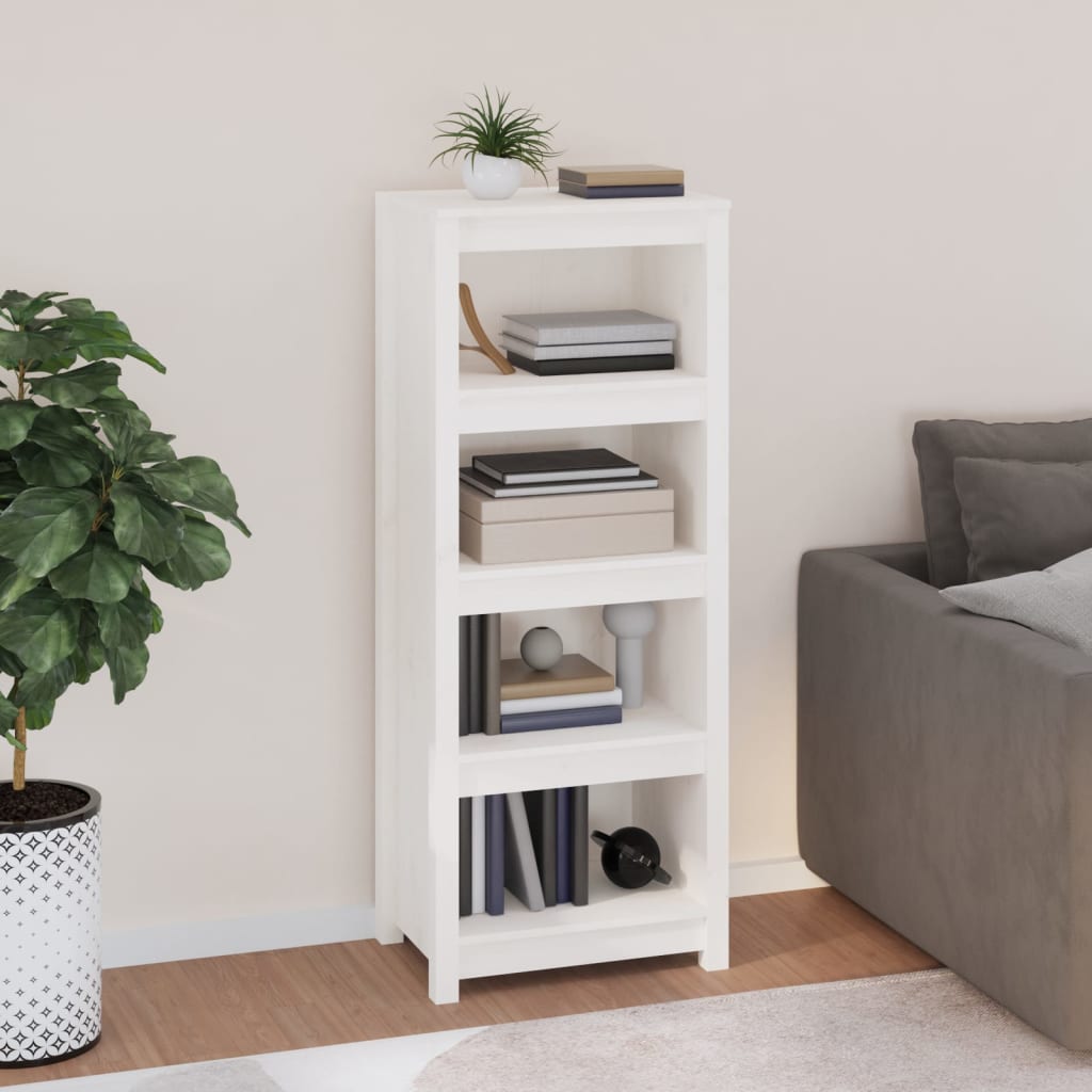 Bibliothèque 80X35X Bois De Pin Massif Blanc