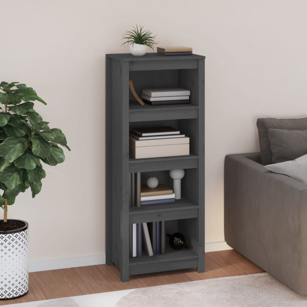 Bibliothèque 80X35X Bois De Pin Massif Gris