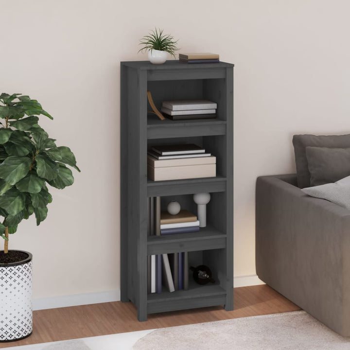 Bibliothèque 80X35X Bois De Pin Massif Gris