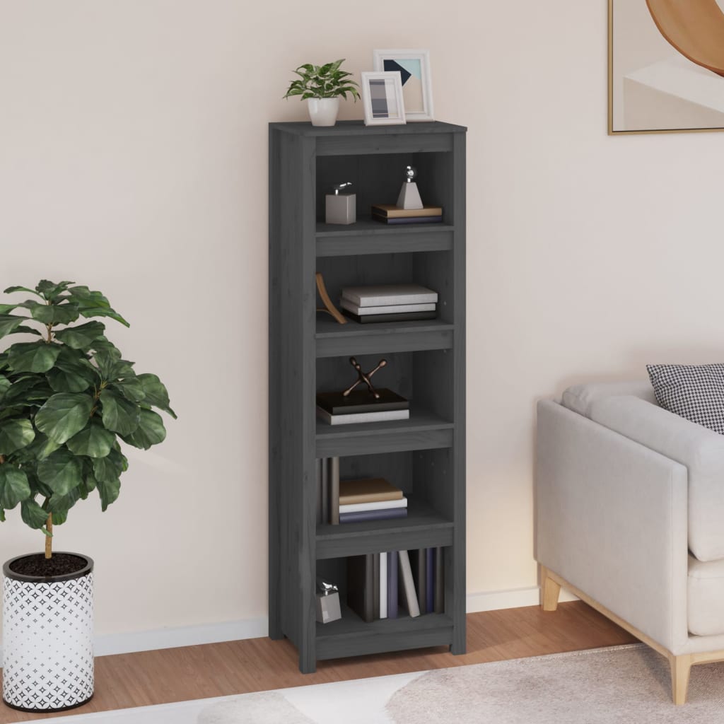 Bibliothèque 80X35X Bois De Pin Massif Gris