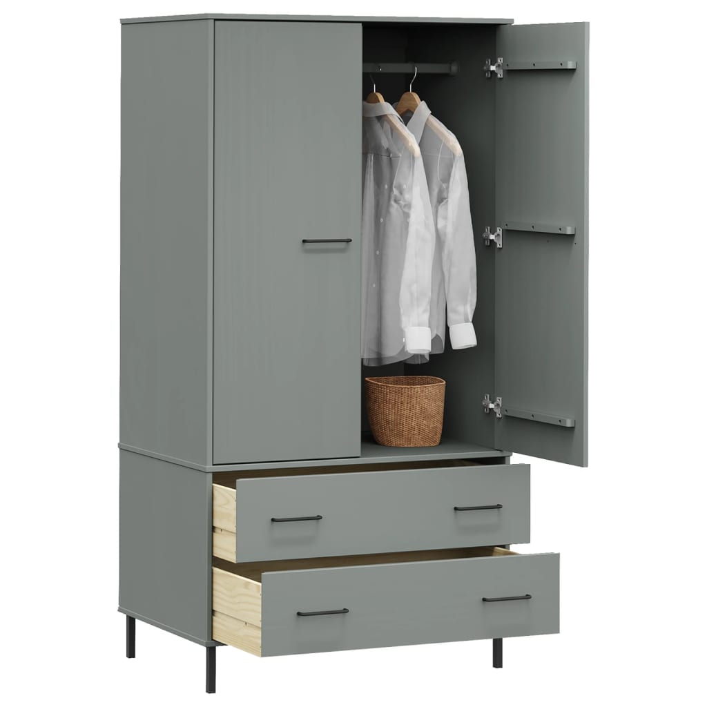 Garde-Robe Avec Pieds En Métal 90X55X172,5 Cm Bois Oslo