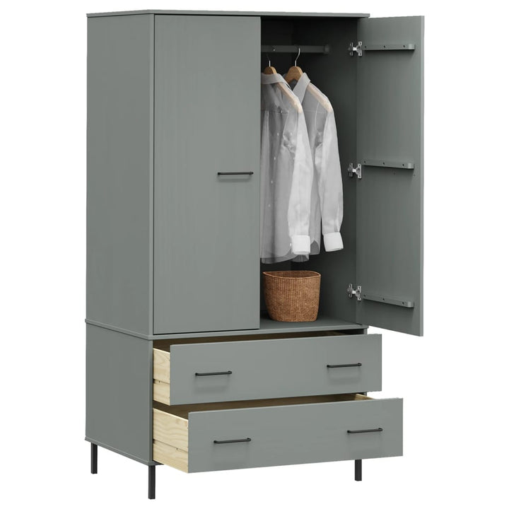 Garde-Robe Avec Pieds En Métal 90X55X172,5 Cm Bois Oslo
