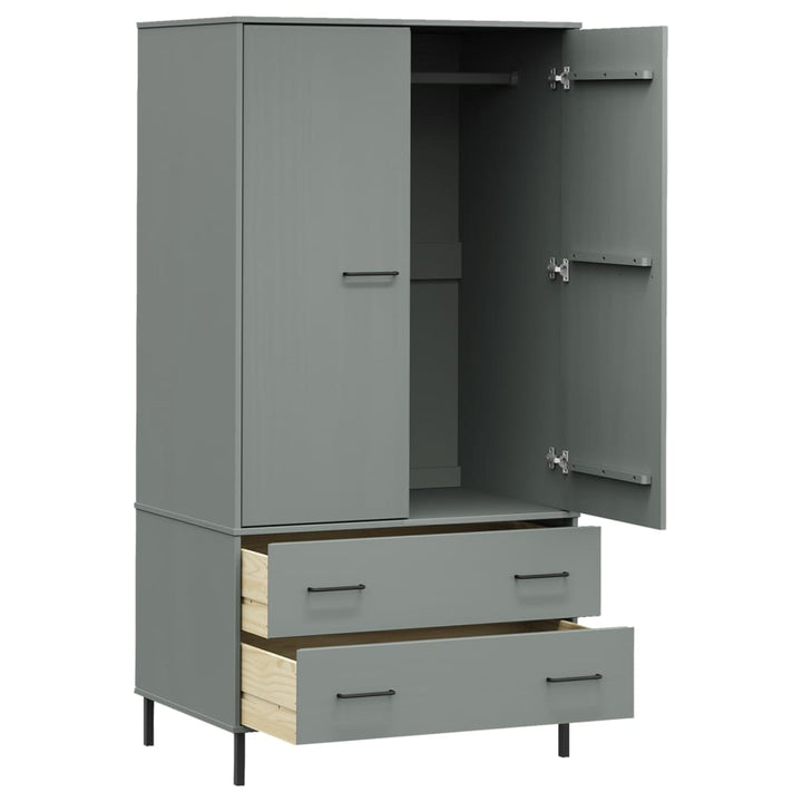 Garde-Robe Avec Pieds En Métal 90X55X172,5 Cm Bois Oslo