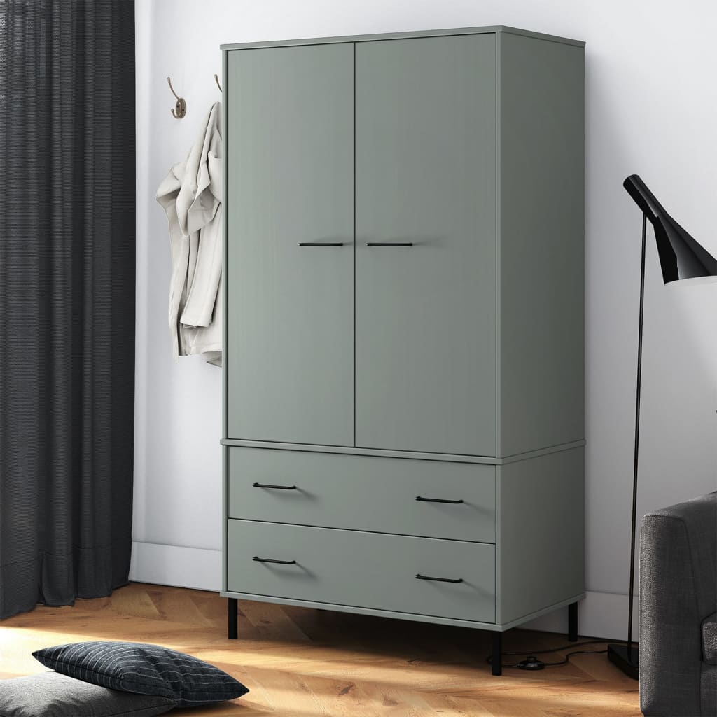 Garde-Robe Avec Pieds En Métal 90X55X172,5 Cm Bois Oslo