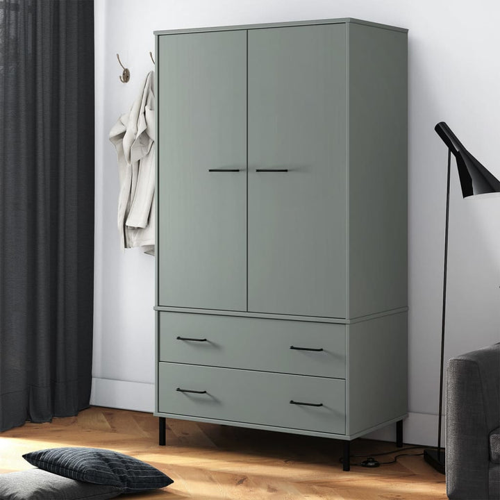 Garde-Robe Avec Pieds En Métal 90X55X172,5 Cm Bois Oslo