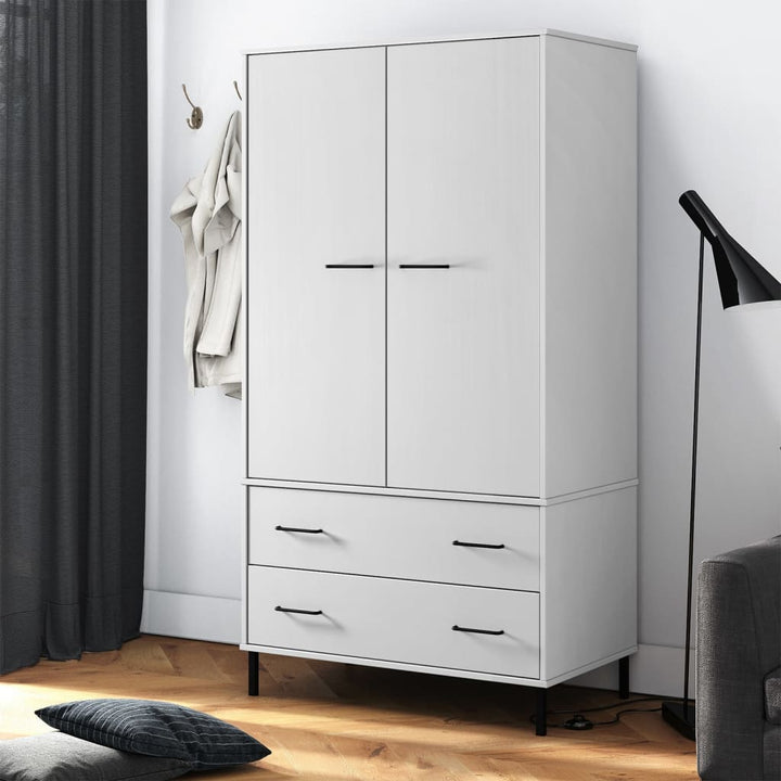 Garde-Robe Avec Pieds En Métal 90X55X172,5 Cm Bois Oslo