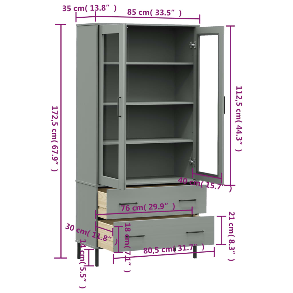 Bibliothèque Avec Pieds En Métal 85X35X172,5 Cm Bois Oslo