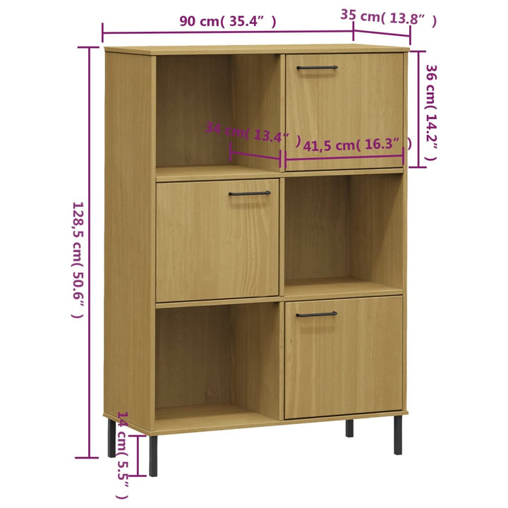 Bibliothèque Avec Pieds En Métal 90X35X128,5Cm Bois Oslo