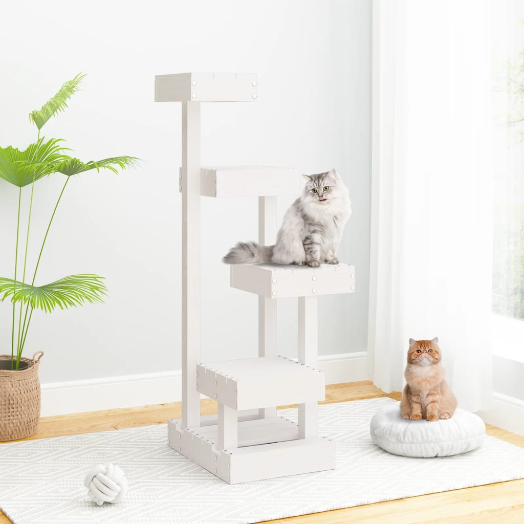 Arbre À Chat Cire Marron 45,5X49X103 Cm Bois De Pin Massif