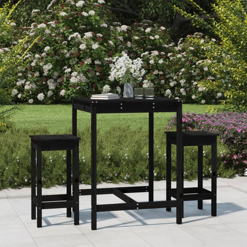 Ensemble De Bar De Jardin 3 Pcs Bois De Pin Massif
