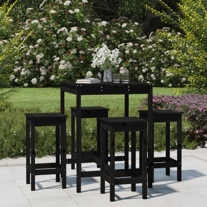 Ensemble De Bar De Jardin 5 Pcs Bois De Pin Massif