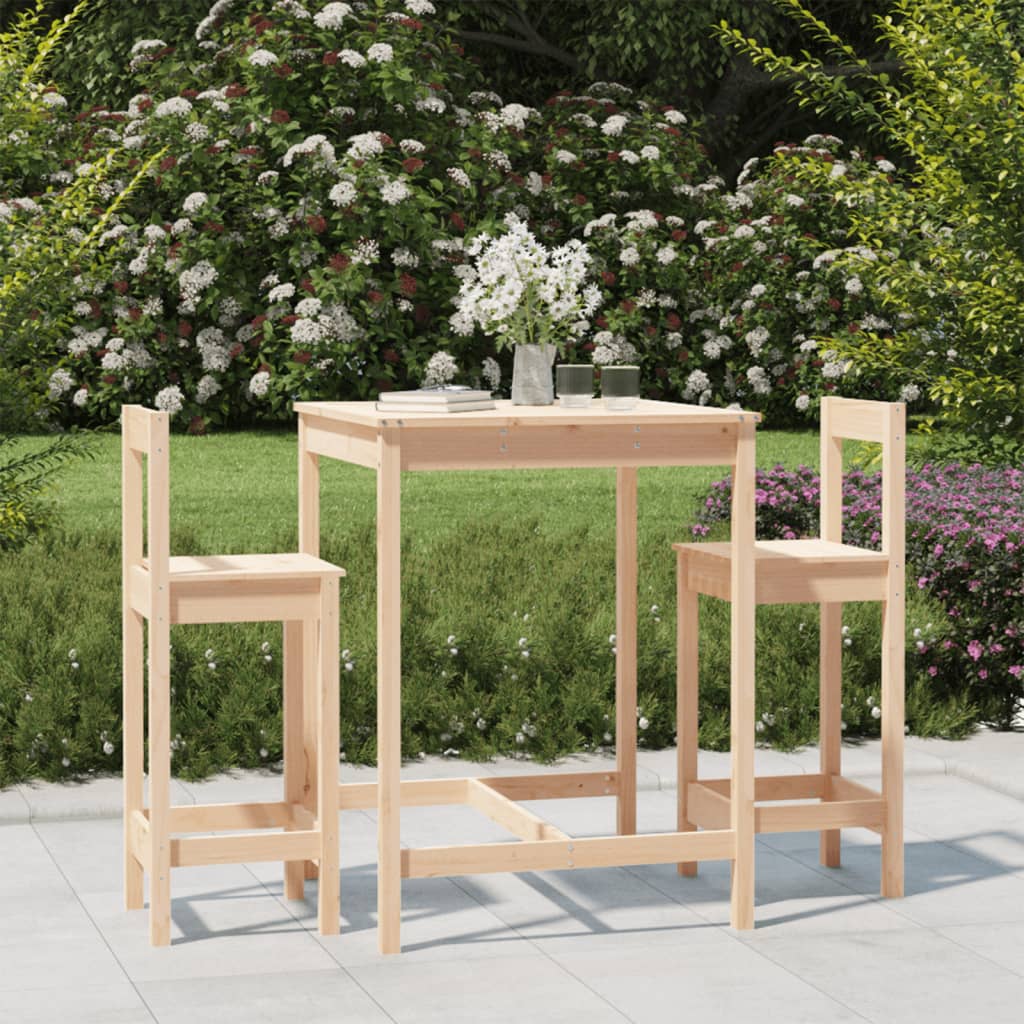Ensemble De Bar De Jardin 3 Pcs Bois De Pin Massif