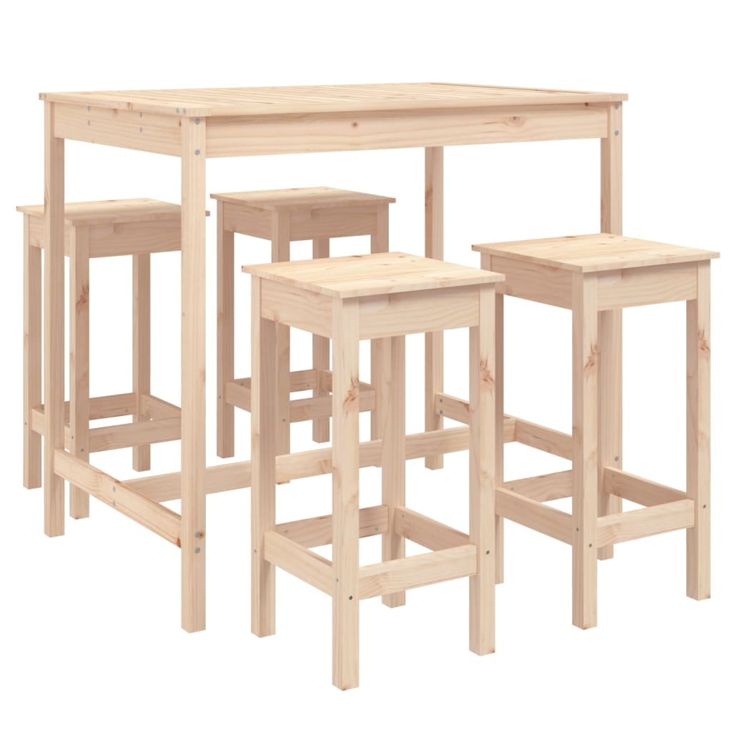 Ensemble De Bar De Jardin 5 Pcs Bois De Pin Massif