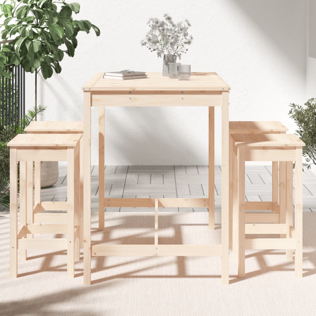 Ensemble De Bar De Jardin 5 Pcs Bois De Pin Massif
