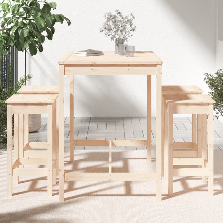 Ensemble De Bar De Jardin 5 Pcs Bois De Pin Massif