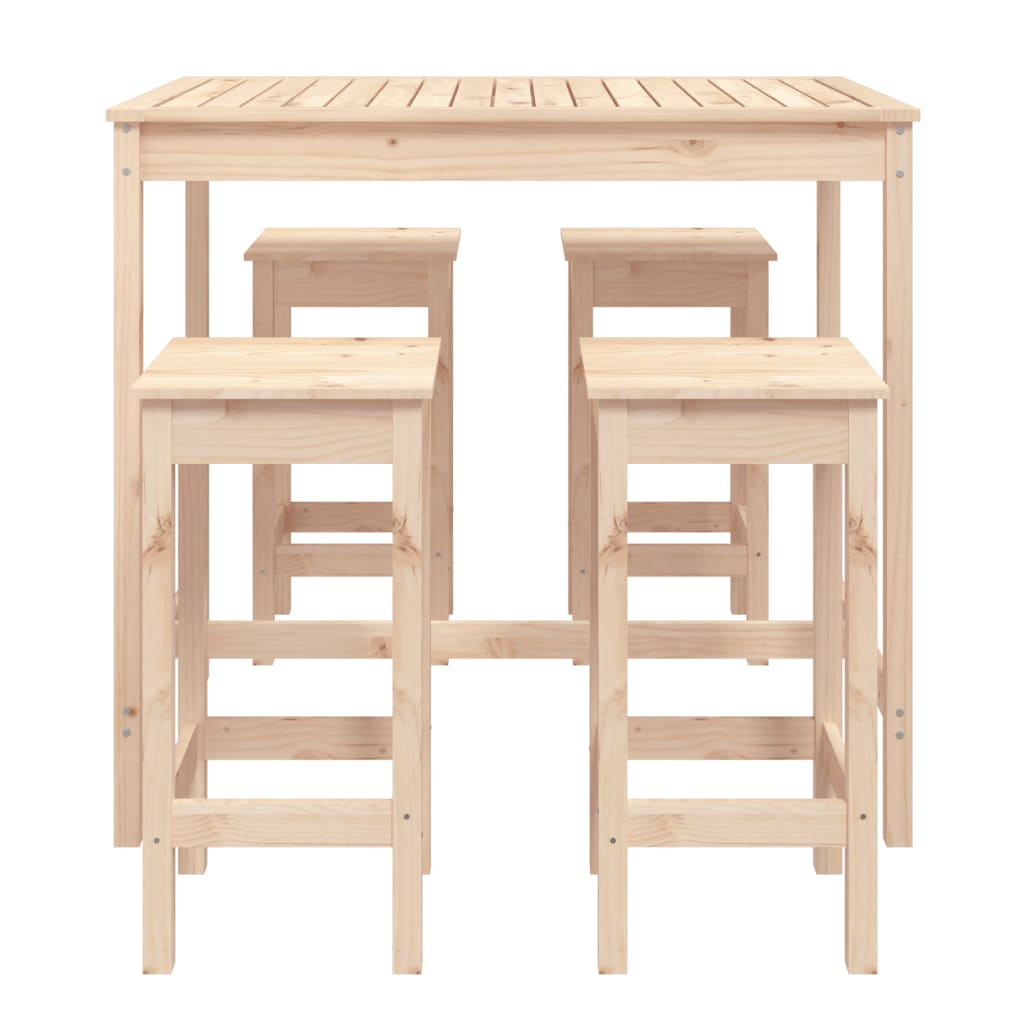 Ensemble De Bar De Jardin 5 Pcs Bois De Pin Massif