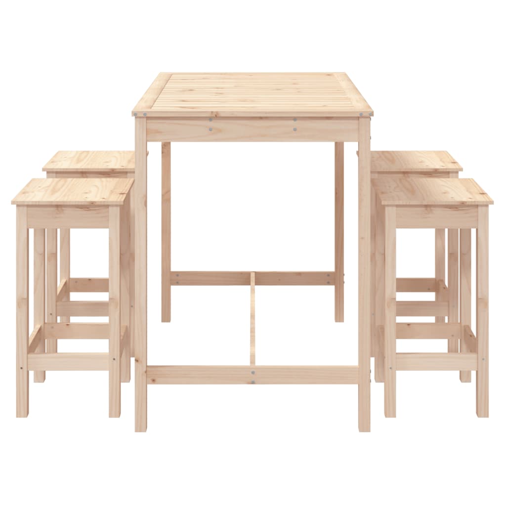 Ensemble De Bar De Jardin 5 Pcs Bois De Pin Massif