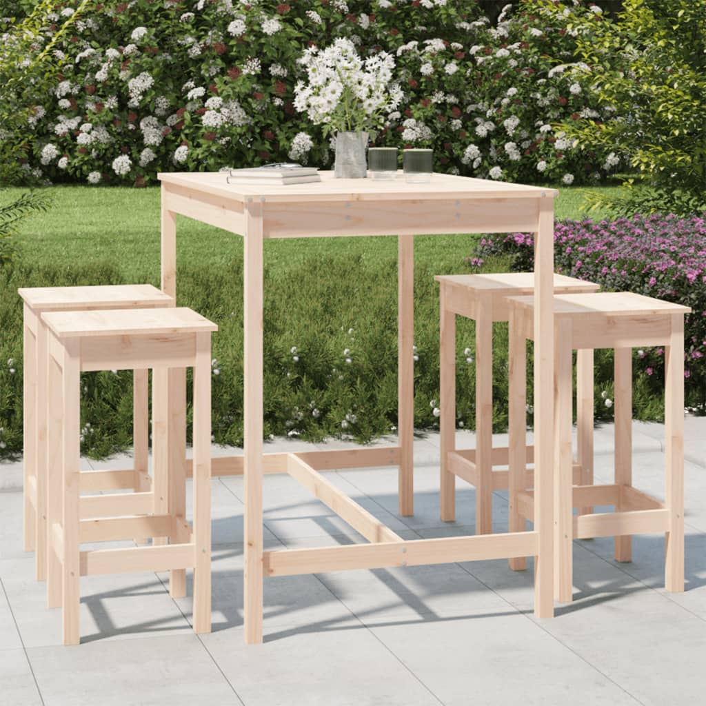 Ensemble De Bar De Jardin 5 Pcs Bois De Pin Massif
