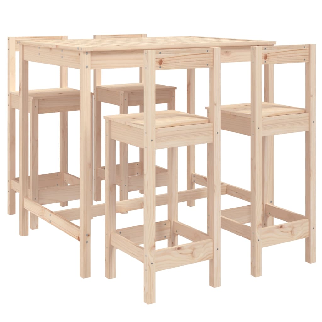 Ensemble De Bar De Jardin 5 Pcs Bois De Pin Massif