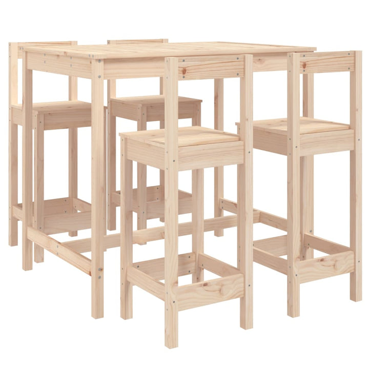 Ensemble De Bar De Jardin 5 Pcs Bois De Pin Massif