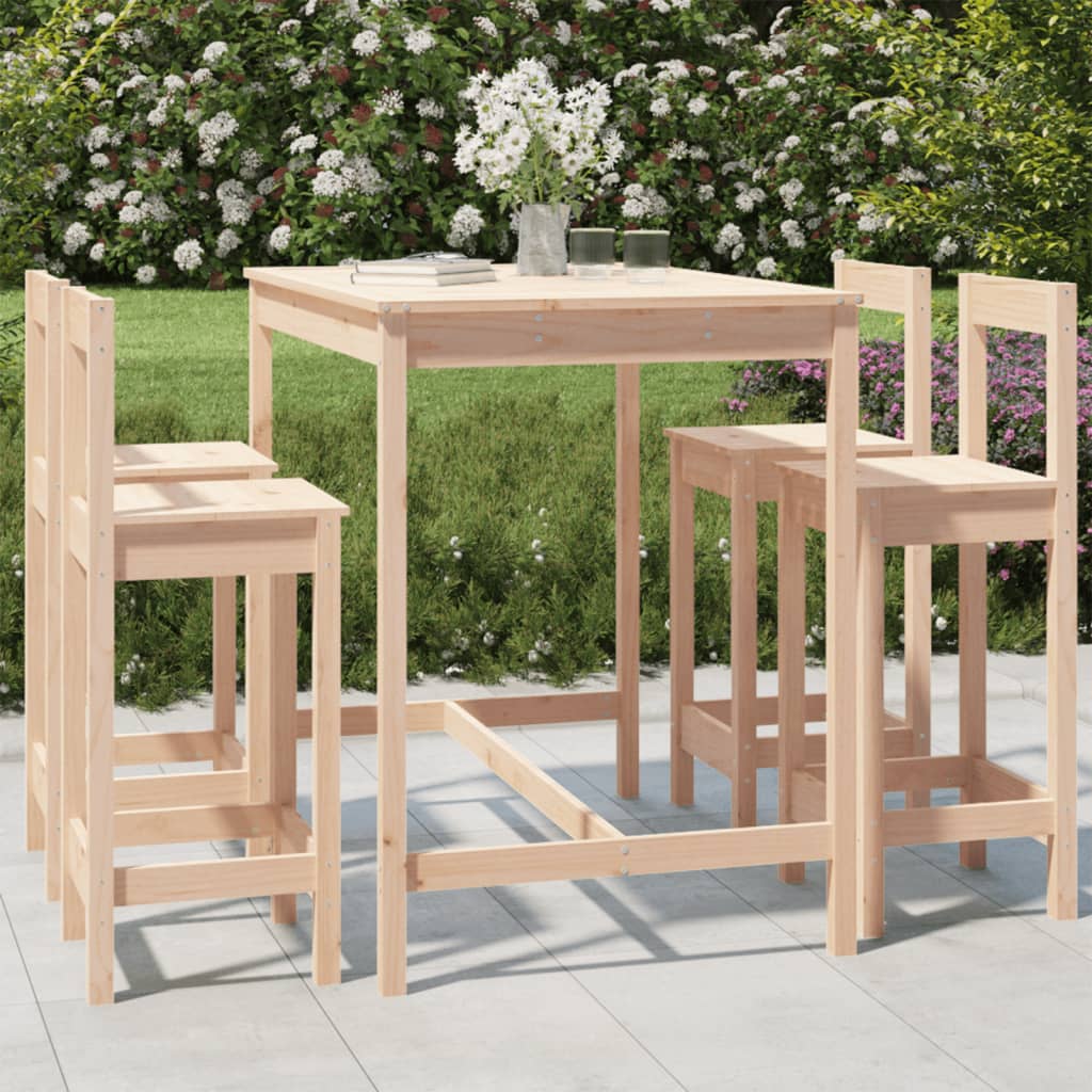 Ensemble De Bar De Jardin 5 Pcs Bois De Pin Massif