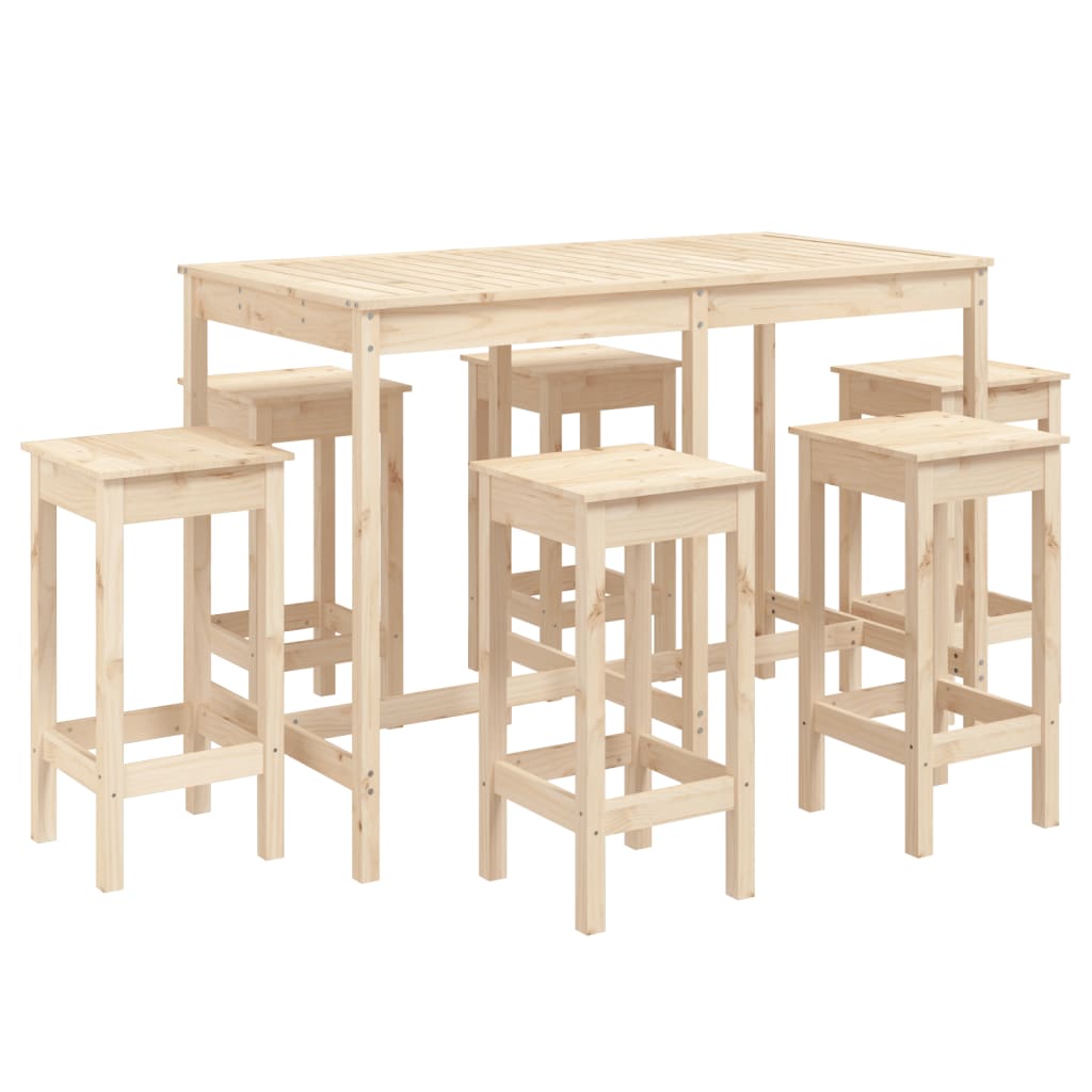 Ensemble De Bar De Jardin 7 Pcs Bois De Pin Massif