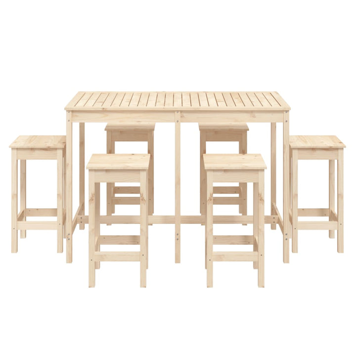 Ensemble De Bar De Jardin 7 Pcs Bois De Pin Massif