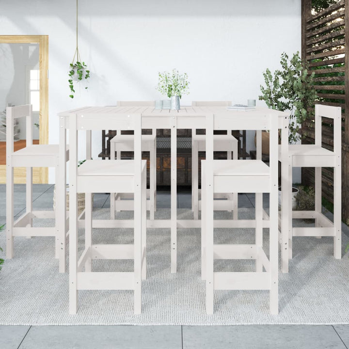 Ensemble De Bar De Jardin 7 Pcs Bois De Pin Massif
