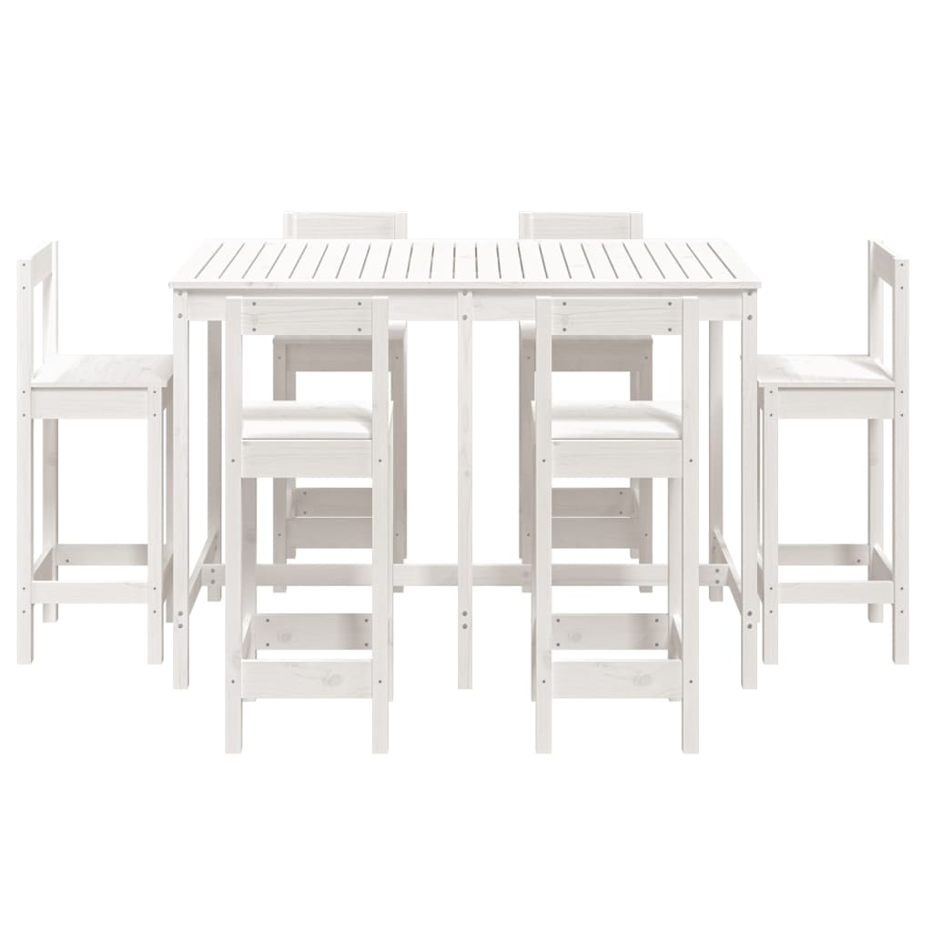 Ensemble De Bar De Jardin 7 Pcs Bois De Pin Massif