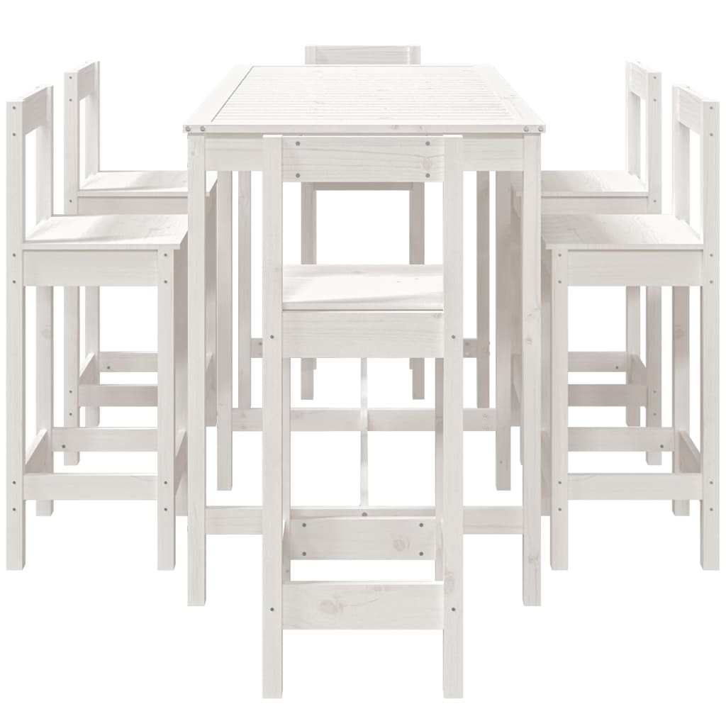 Ensemble De Bar De Jardin 7 Pcs Bois De Pin Massif