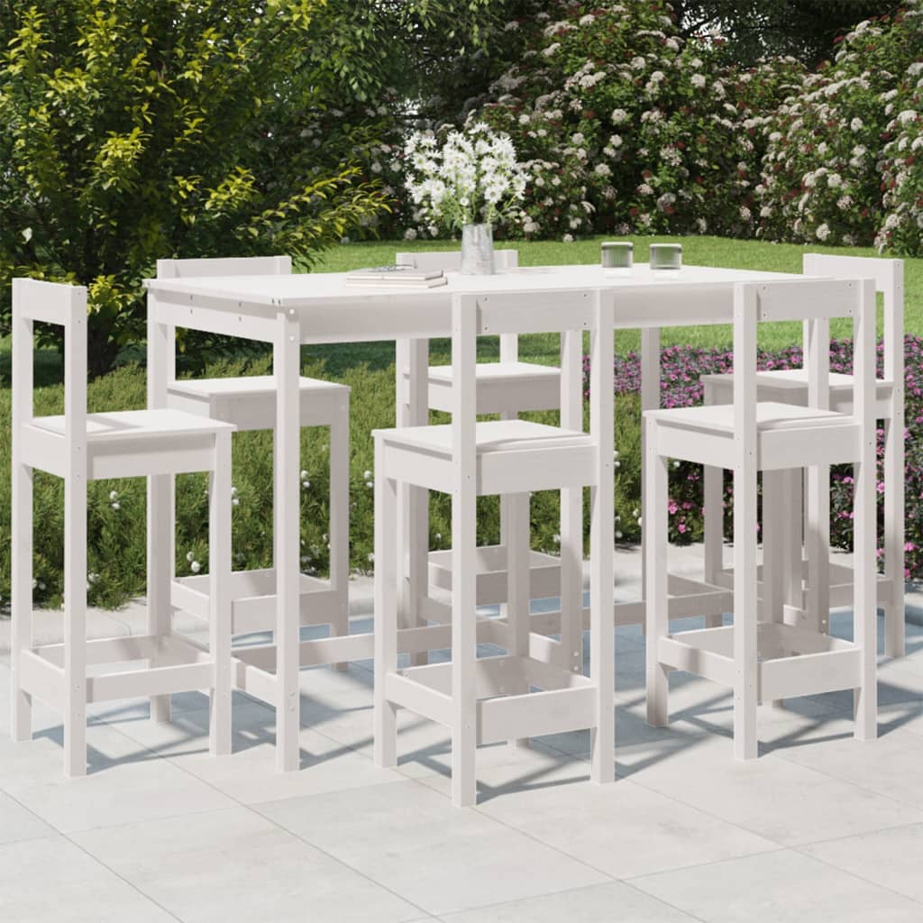 Ensemble De Bar De Jardin 7 Pcs Bois De Pin Massif