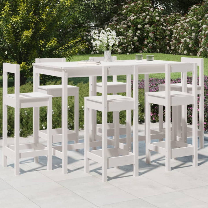 Ensemble De Bar De Jardin 7 Pcs Bois De Pin Massif