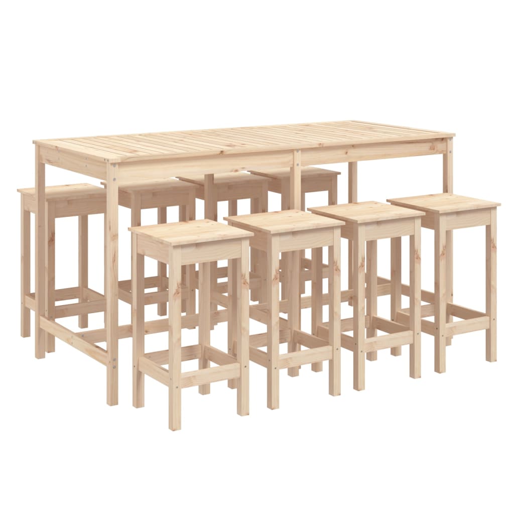 Ensemble De Bar De Jardin 9 Pcs Bois De Pin Massif