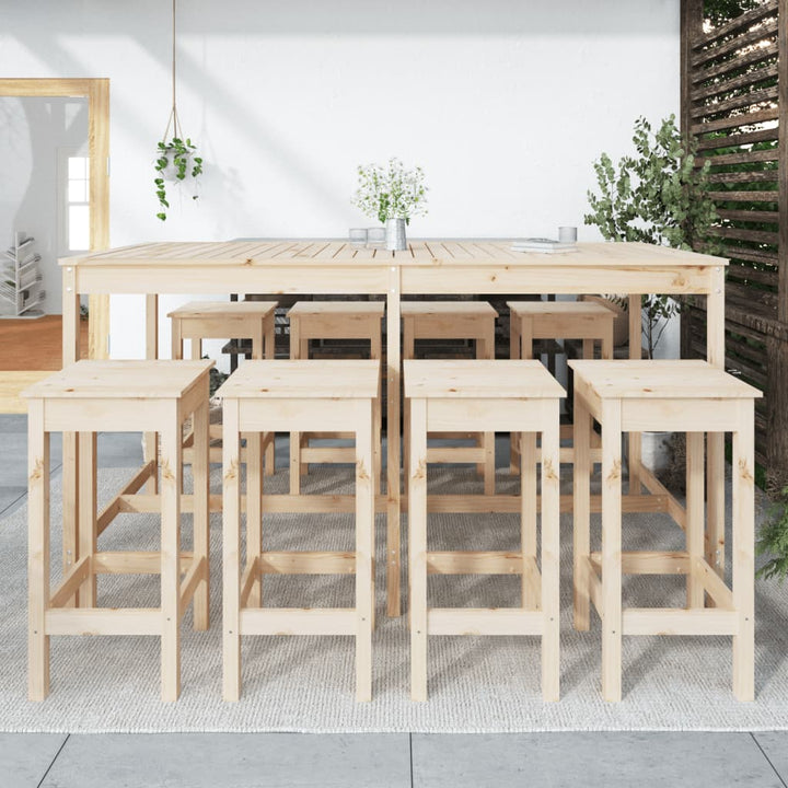 Ensemble De Bar De Jardin 9 Pcs Bois De Pin Massif