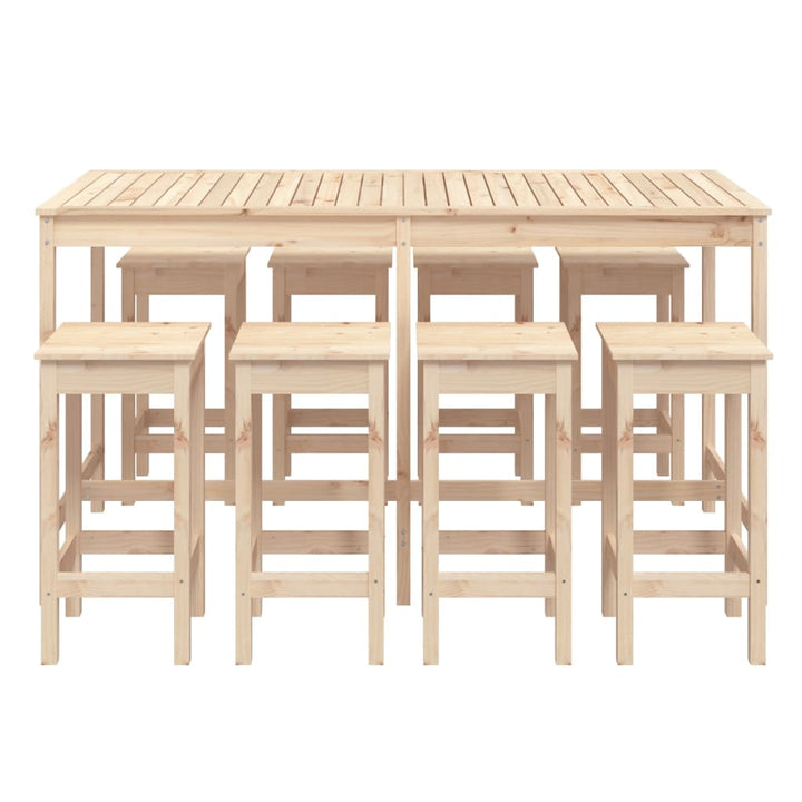 Ensemble De Bar De Jardin 9 Pcs Bois De Pin Massif