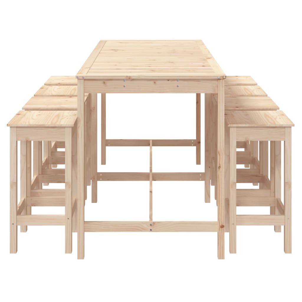 Ensemble De Bar De Jardin 9 Pcs Bois De Pin Massif