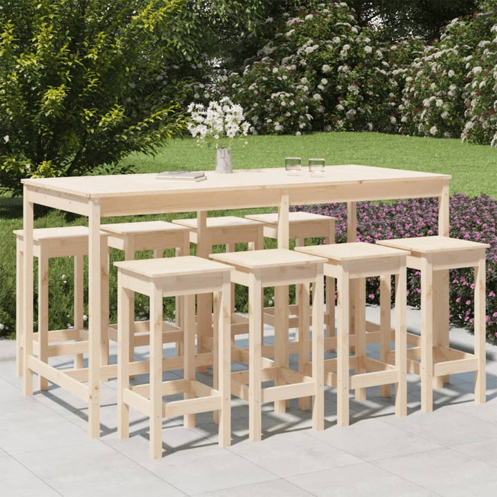 Ensemble De Bar De Jardin 9 Pcs Bois De Pin Massif